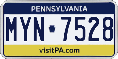 PA license plate MYN7528