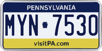 PA license plate MYN7530