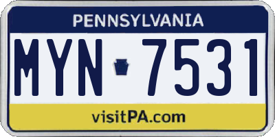 PA license plate MYN7531