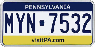 PA license plate MYN7532