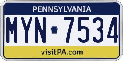 PA license plate MYN7534