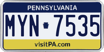 PA license plate MYN7535