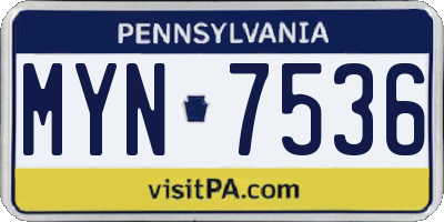 PA license plate MYN7536
