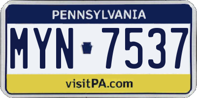 PA license plate MYN7537
