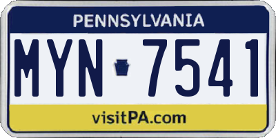PA license plate MYN7541