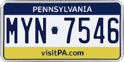 PA license plate MYN7546