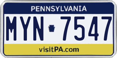 PA license plate MYN7547