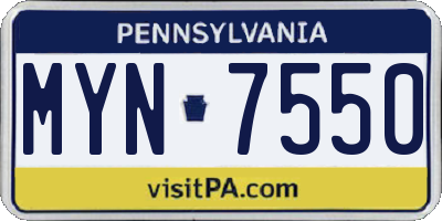 PA license plate MYN7550