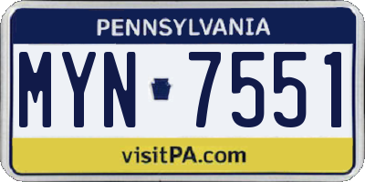 PA license plate MYN7551