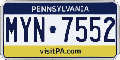 PA license plate MYN7552