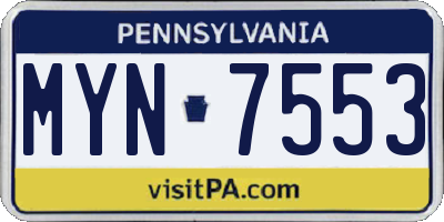 PA license plate MYN7553