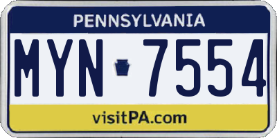 PA license plate MYN7554