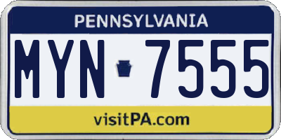 PA license plate MYN7555