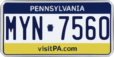 PA license plate MYN7560