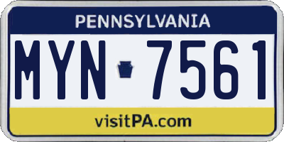 PA license plate MYN7561