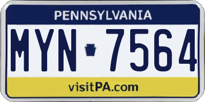 PA license plate MYN7564