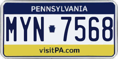 PA license plate MYN7568