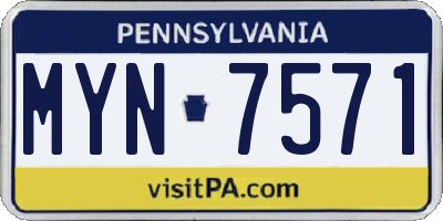 PA license plate MYN7571