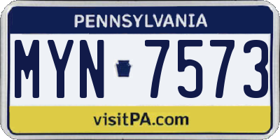 PA license plate MYN7573