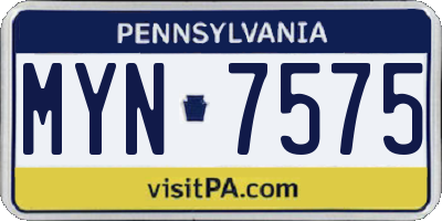 PA license plate MYN7575