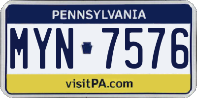 PA license plate MYN7576