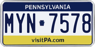 PA license plate MYN7578