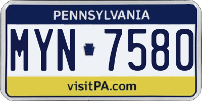 PA license plate MYN7580
