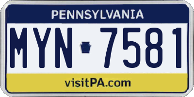 PA license plate MYN7581