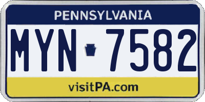PA license plate MYN7582