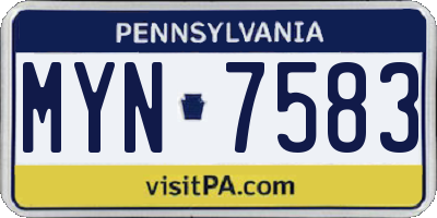 PA license plate MYN7583