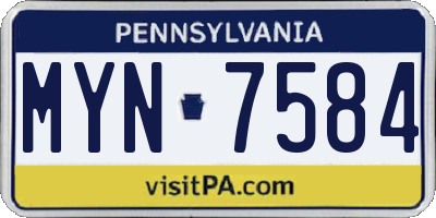 PA license plate MYN7584