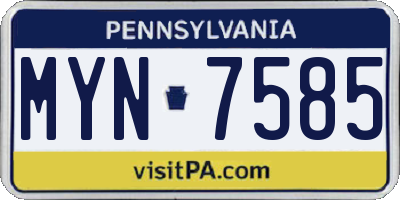 PA license plate MYN7585