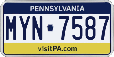 PA license plate MYN7587