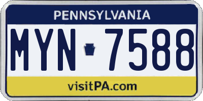 PA license plate MYN7588
