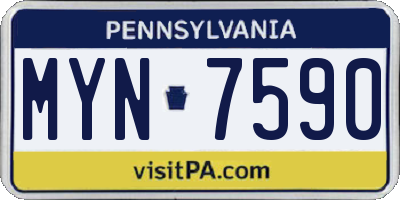 PA license plate MYN7590