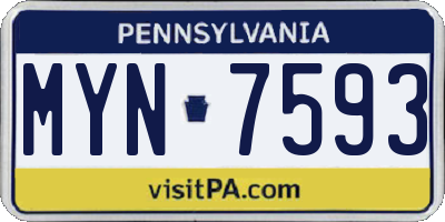 PA license plate MYN7593