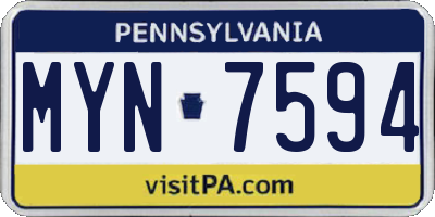 PA license plate MYN7594