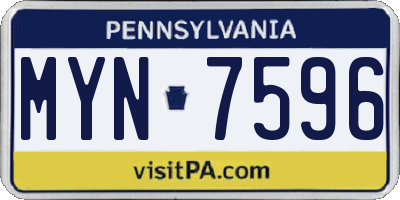 PA license plate MYN7596