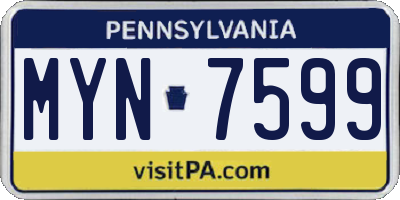 PA license plate MYN7599