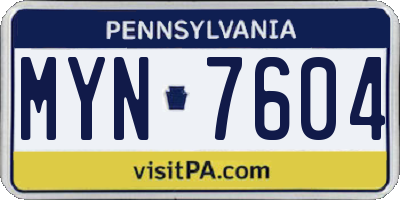 PA license plate MYN7604