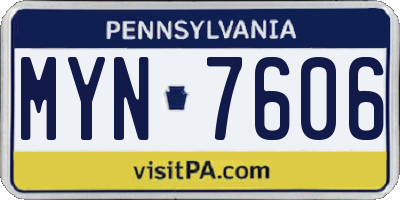 PA license plate MYN7606