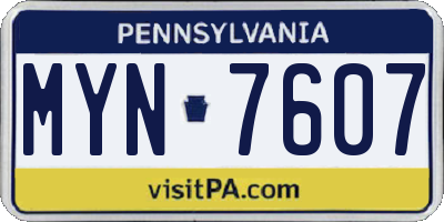 PA license plate MYN7607