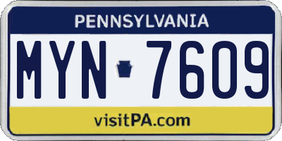 PA license plate MYN7609