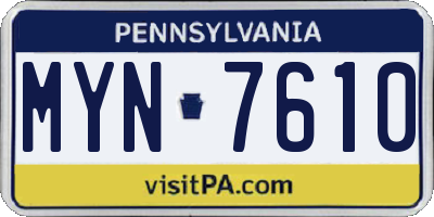 PA license plate MYN7610