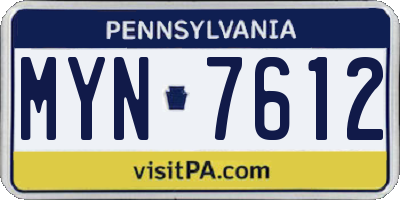 PA license plate MYN7612