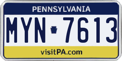 PA license plate MYN7613