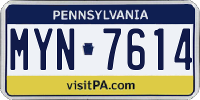 PA license plate MYN7614
