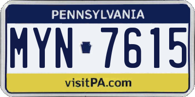 PA license plate MYN7615