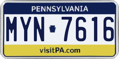 PA license plate MYN7616