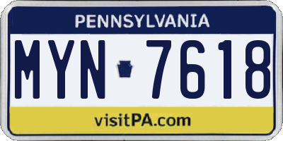 PA license plate MYN7618